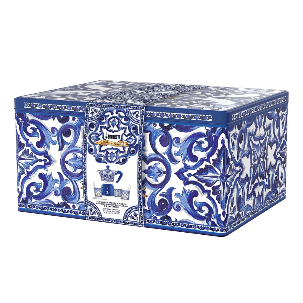 Bialetti X Dolce&Gabbana Blue Mediterranean Gift Set (6 cup Moka and Stirrer set)