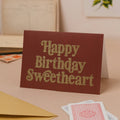 Happy Birthday Sweetheart Brown and Gold Glitter Birthday Card