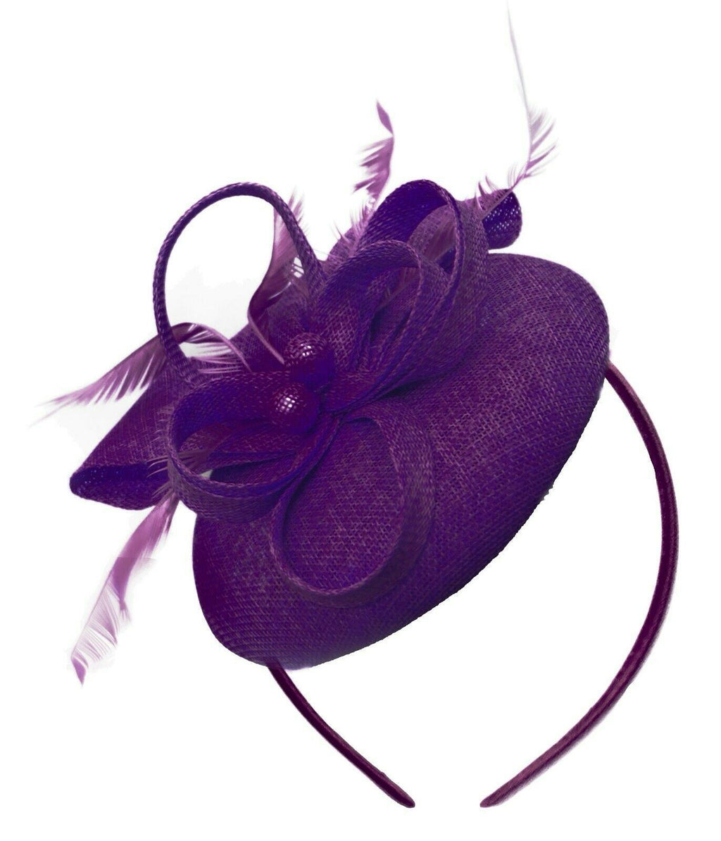 Round Pillbox Bow Sinamay Headband Fascinator Weddings Ascot Hatinator Races