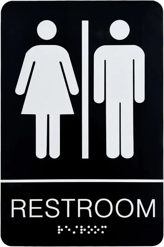 Unisex Toilet Door Sign with Braille Acrylic Restroom Sign Self Adhesive 9x6