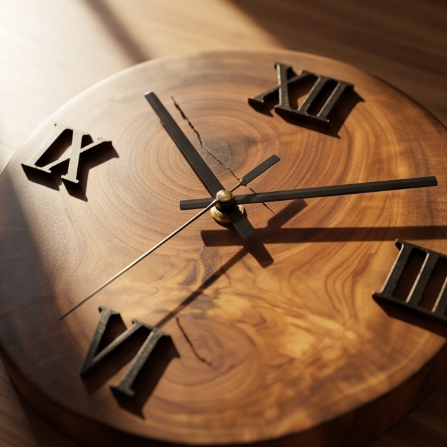 Handcrafted Wood Desk Clock | Luxury Live Edge Mantle Statement Clock