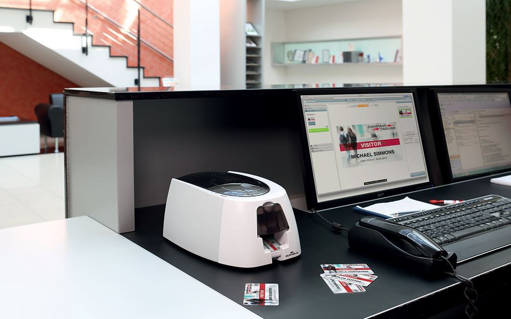Durable DURACARD ID 300 ID Name Badge Card Printer | with Ribbon and 100 Cards