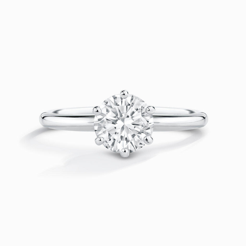1 ct Round Solitaire Moissanite Engagement Ring in Sterling Silver