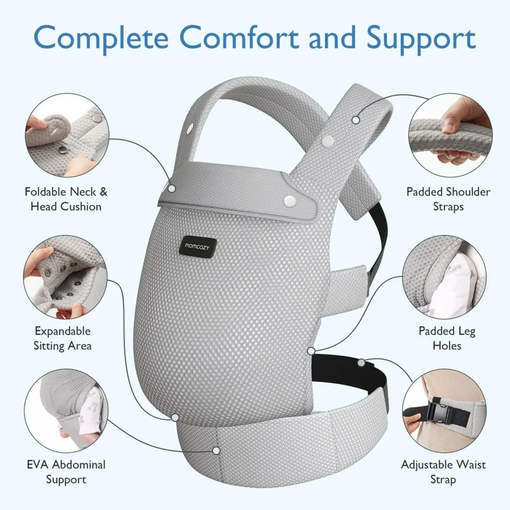 Momcozy Baby Carrier Newborn to Toddler Air Mesh - Grey
