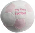 Snuggle Baby My First Football Baby Rattle, Pink and White Plush Sensory Ball, 15cm Soft Polyester, for Infants and Toddlers, Baby Shower Gift