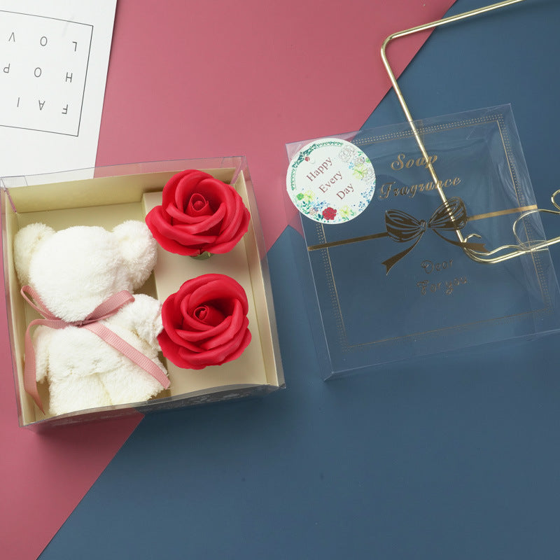 Festival Present Towel Bear Gift Box Teacher's Day Gift Soap Flower Transparent Gift
