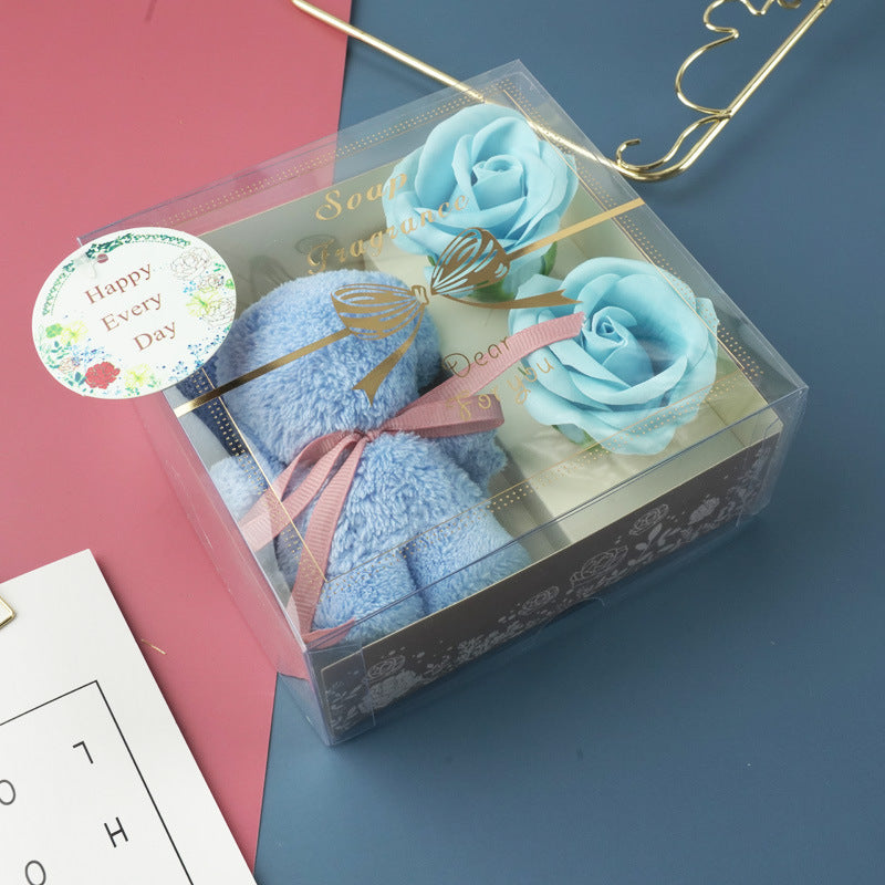 Festival Present Towel Bear Gift Box Teacher's Day Gift Soap Flower Transparent Gift