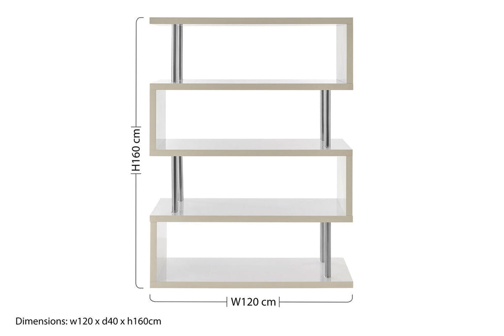 Maze White Gloss Finish 4 Tier Wide Shelf Unit
