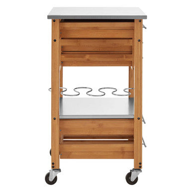 Harlow Natural Bamboo 4 Drawer Kitchen Trolley