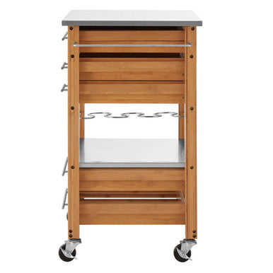 Harlow Natural Bamboo 4 Drawer Kitchen Trolley