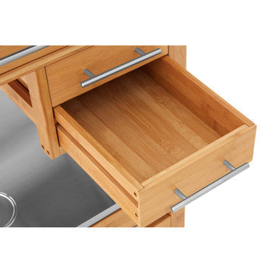 Harlow Natural Bamboo 4 Drawer Kitchen Trolley