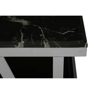 Ackley Black Marble and Silver Finish Rectangular Coffee Table