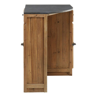 Toba Recycled Pine Wood and Stone Top Bar Cabinet