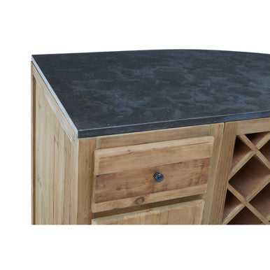 Toba Recycled Pine Wood and Stone Top Bar Cabinet