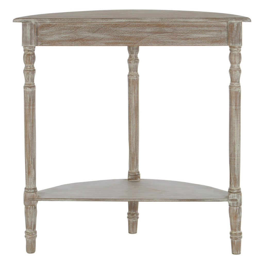 Heritage Natural Wash Wooden Half Moon Console Table with Lower Shelf