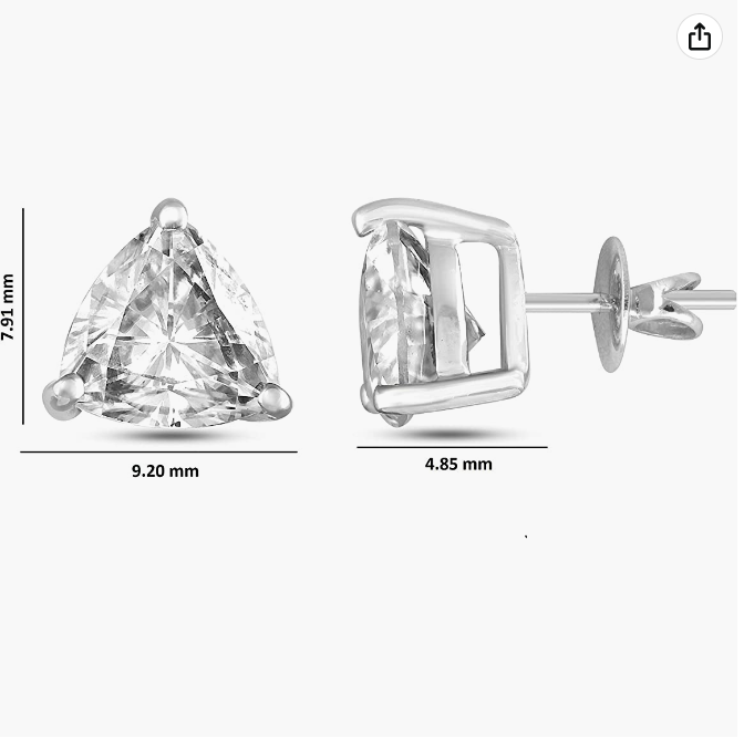 Luxurious 14kt White Gold Moissanite Earrings: 4.5mm 0.54 Carat Moissanite Twinkling Beauty