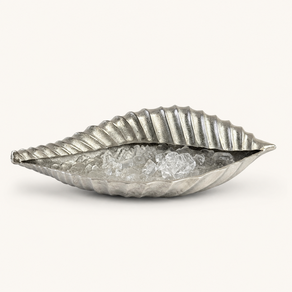 Clam Shell Champagne Ice Bucket & Silver Wine Cooler Bowl