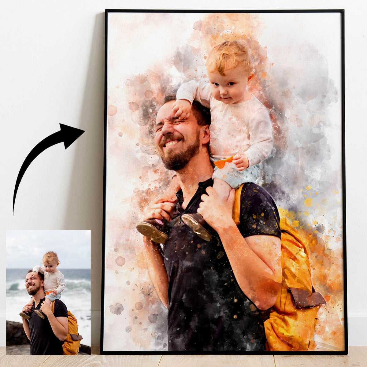 Fathers Day Personalised Watercolour Portrait