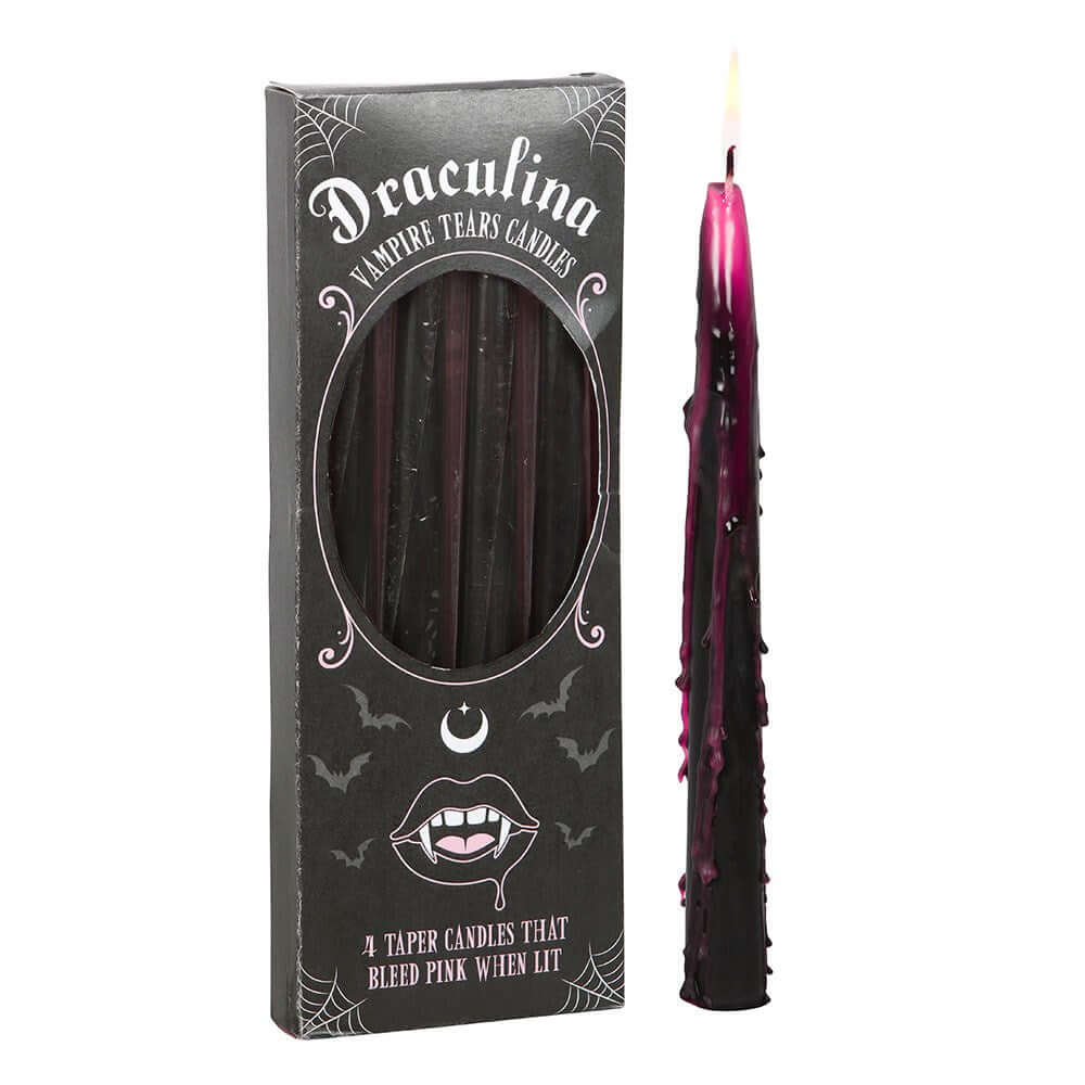 Gothic Gifts Set of 4 Pink Vampire Tears Taper Candles