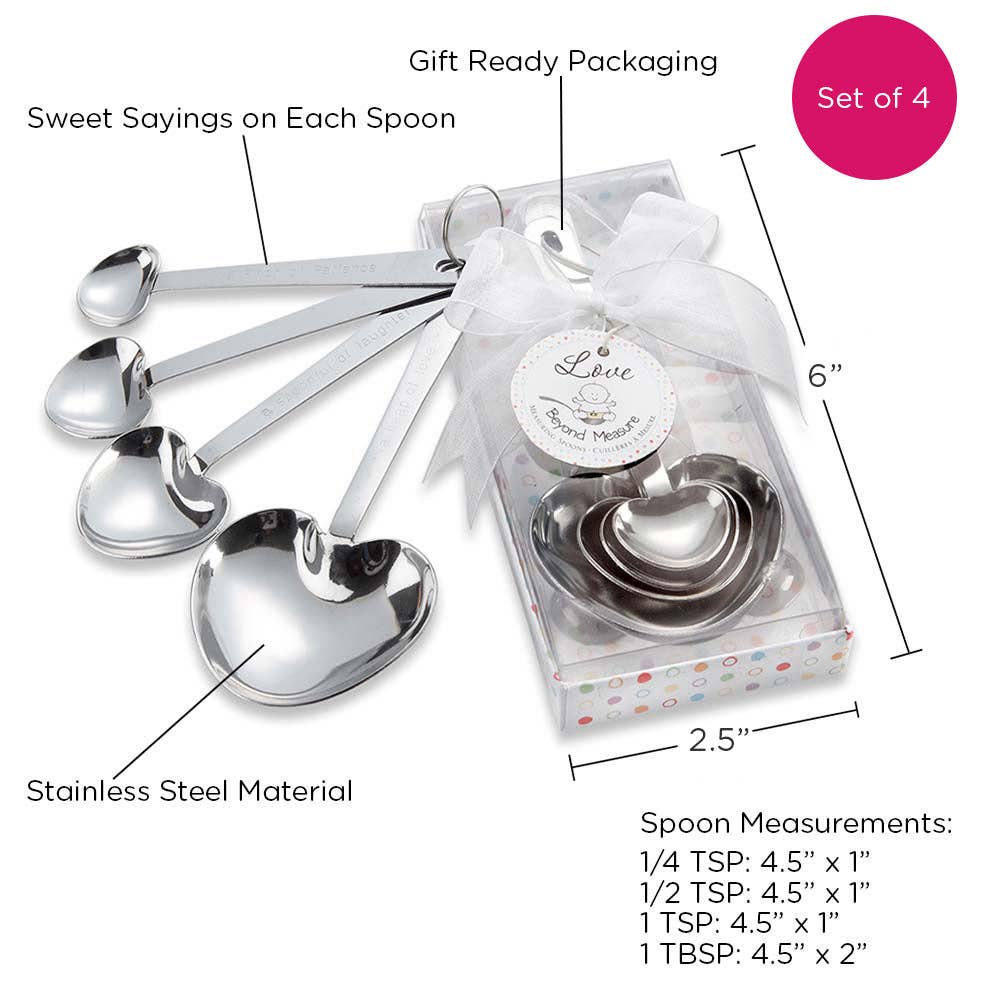 Love Beyond Measure Heart Shaped Measuring Spoons Baby Shower Set of 4