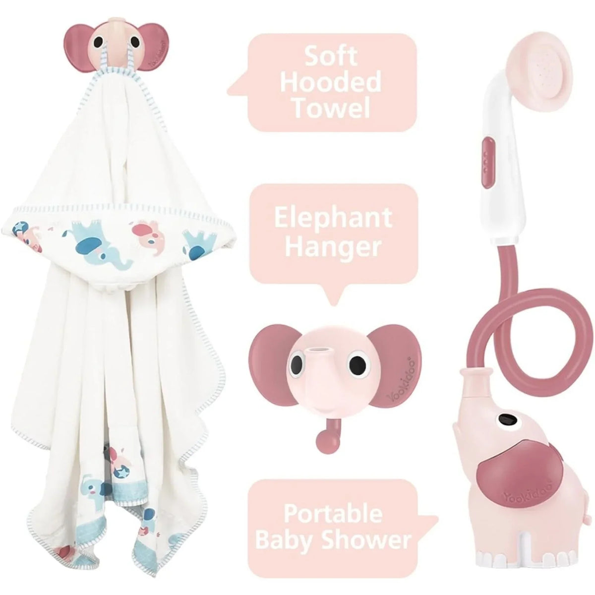 Yookidoo Baby Shower Gift Set Elephant - Blush Pink