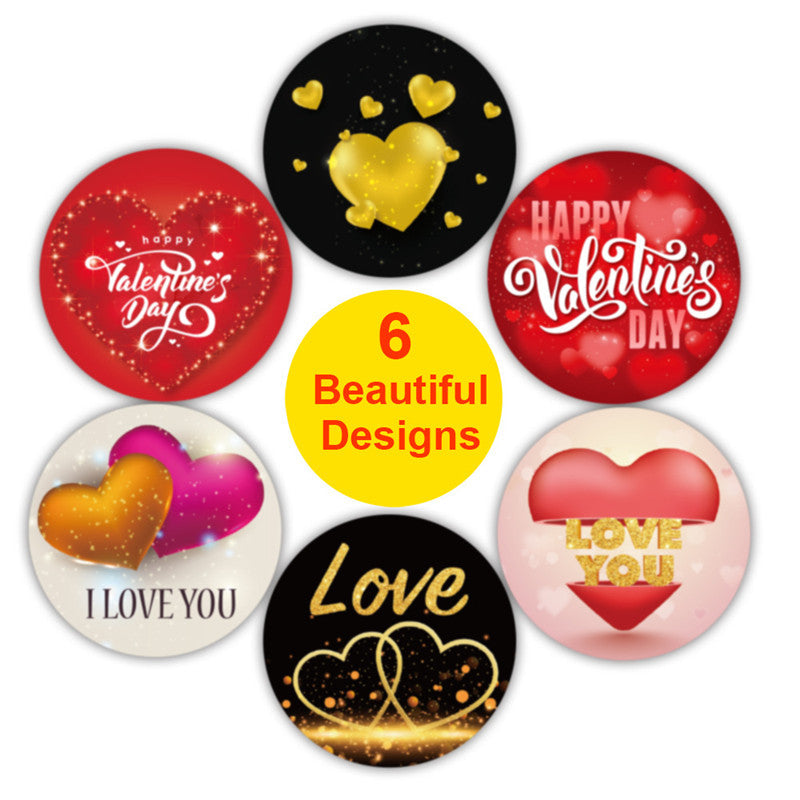 Round Valentine's Day Sticker Love Heart Thank You Gift Decoration Sticker