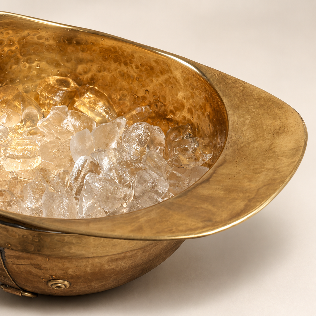 Solid Antique Brass Polo Helmet Champagne Ice Bucket | Wine Cooler