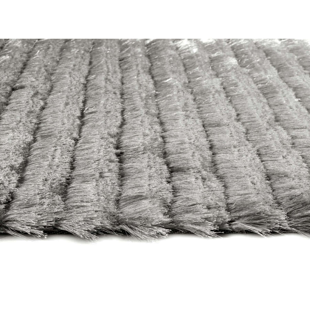 Carved Glamour Silver Grey Shaggy Rug