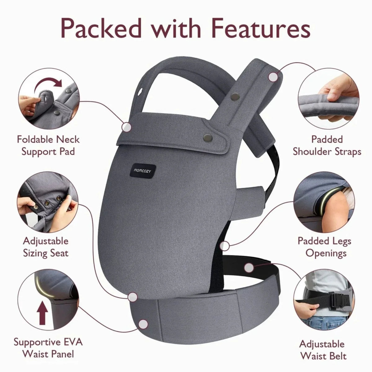 Momcozy Baby Carrier Newborn to Toddler Cotton - Grey
