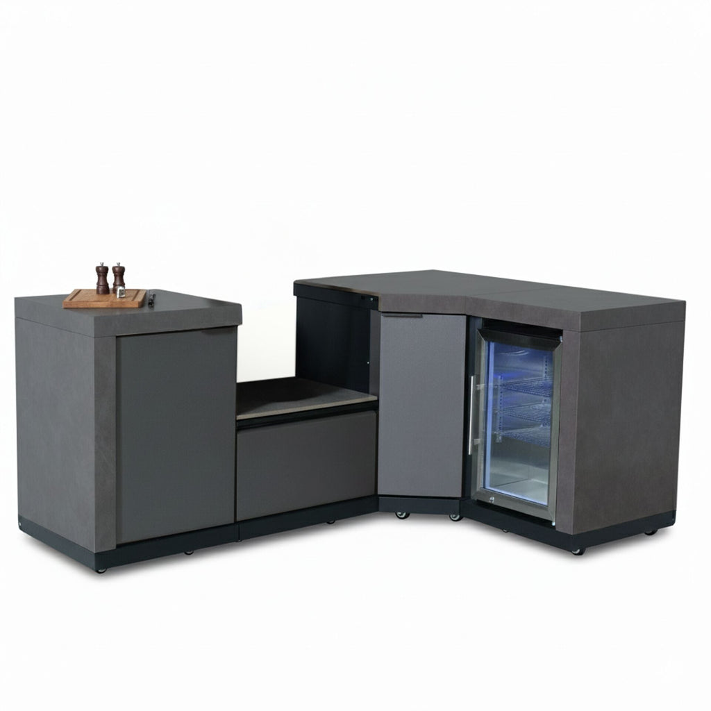 Maze - Ember Small Corner Outdoor Kitchen with Fridge - Grey