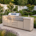 Maze - Ember Linear Outdoor Kitchen with 6 Burner Gas Grill & Storage Cabinets - Latte