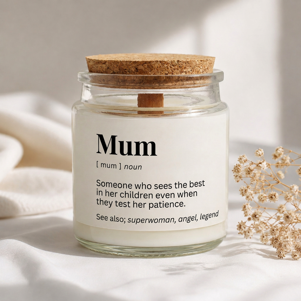 Mum Definition Candle Superwoman, Angel, Legend
