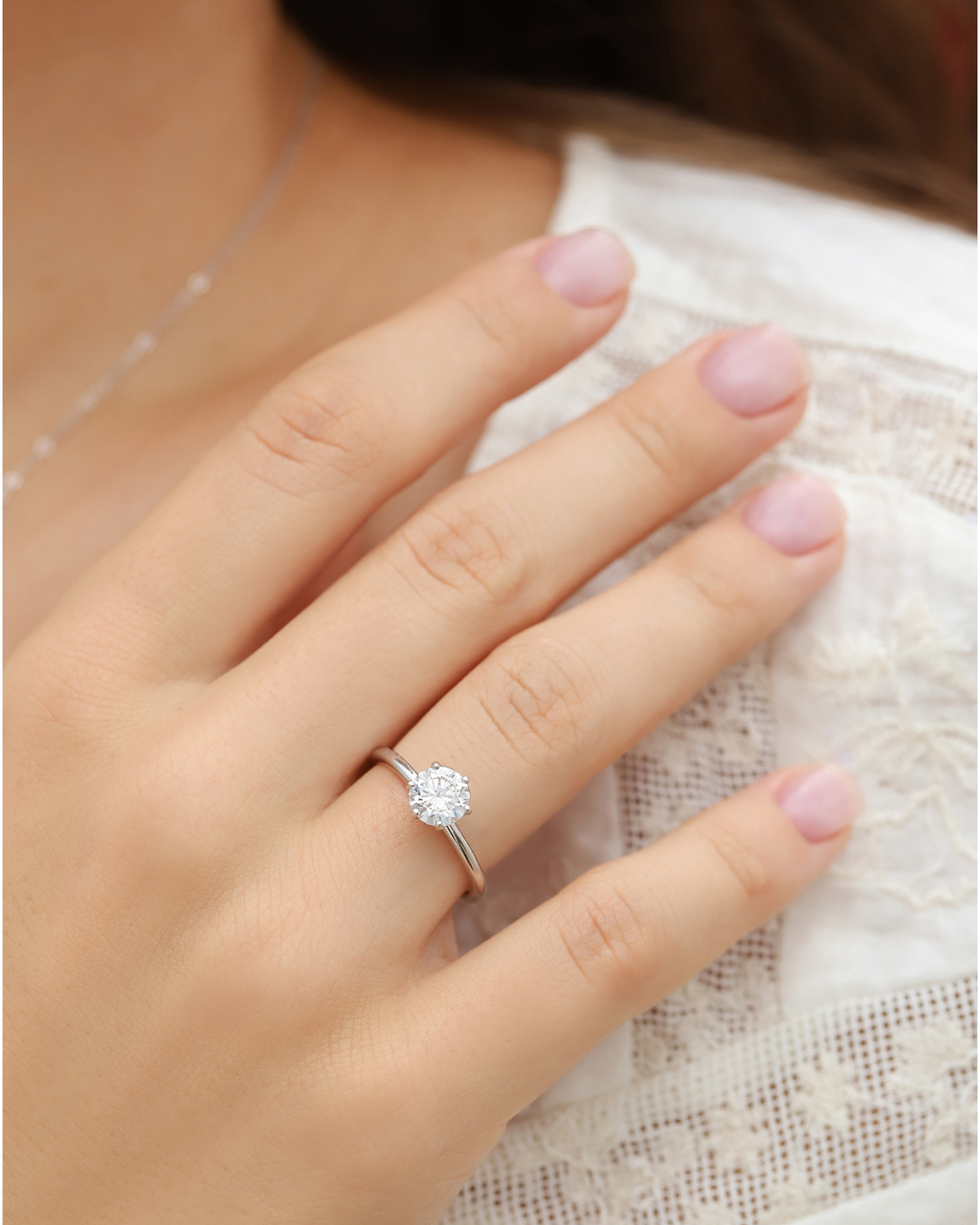 1 ct Round Solitaire Moissanite Engagement Ring in Sterling Silver