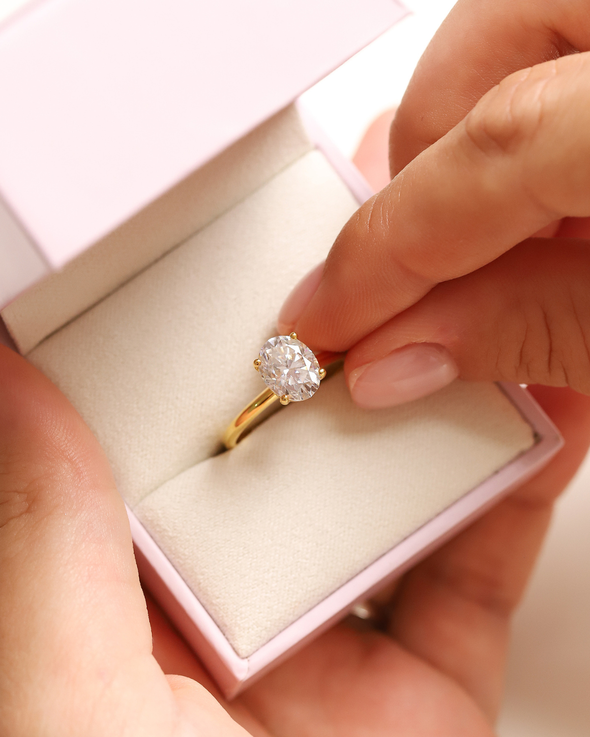 2 ct Oval Solitaire Moissanite Engagement Ring in 18k Gold Vermeil