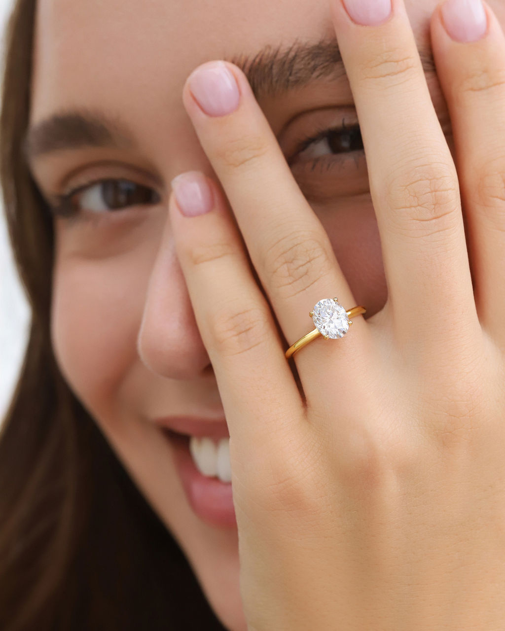 2 ct Oval Solitaire Moissanite Engagement Ring in 18k Gold Vermeil