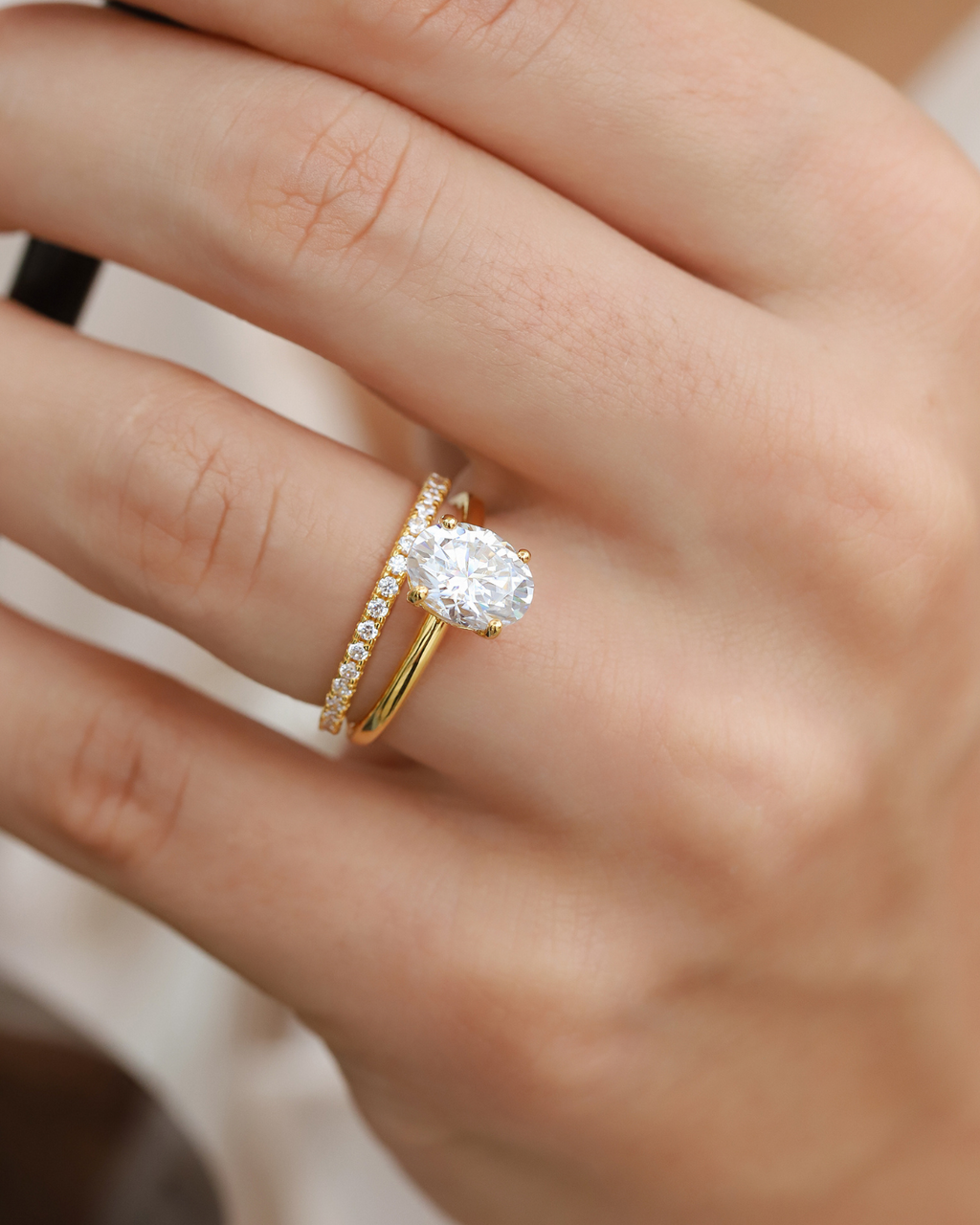 2 ct Oval Solitaire Moissanite Engagement Ring in 18k Gold Vermeil