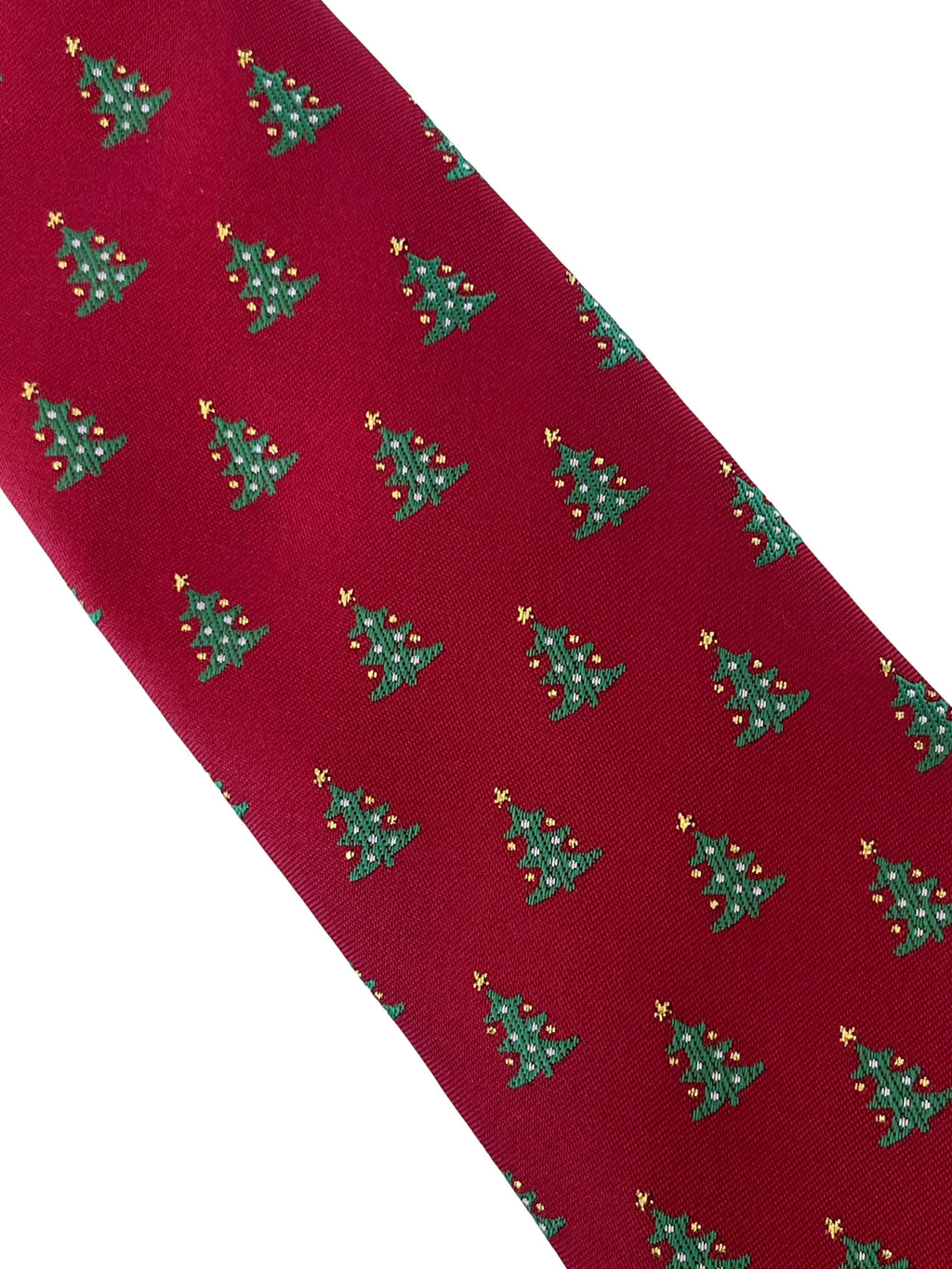 maroon burgundy dark red tie with festive Christmas tree design