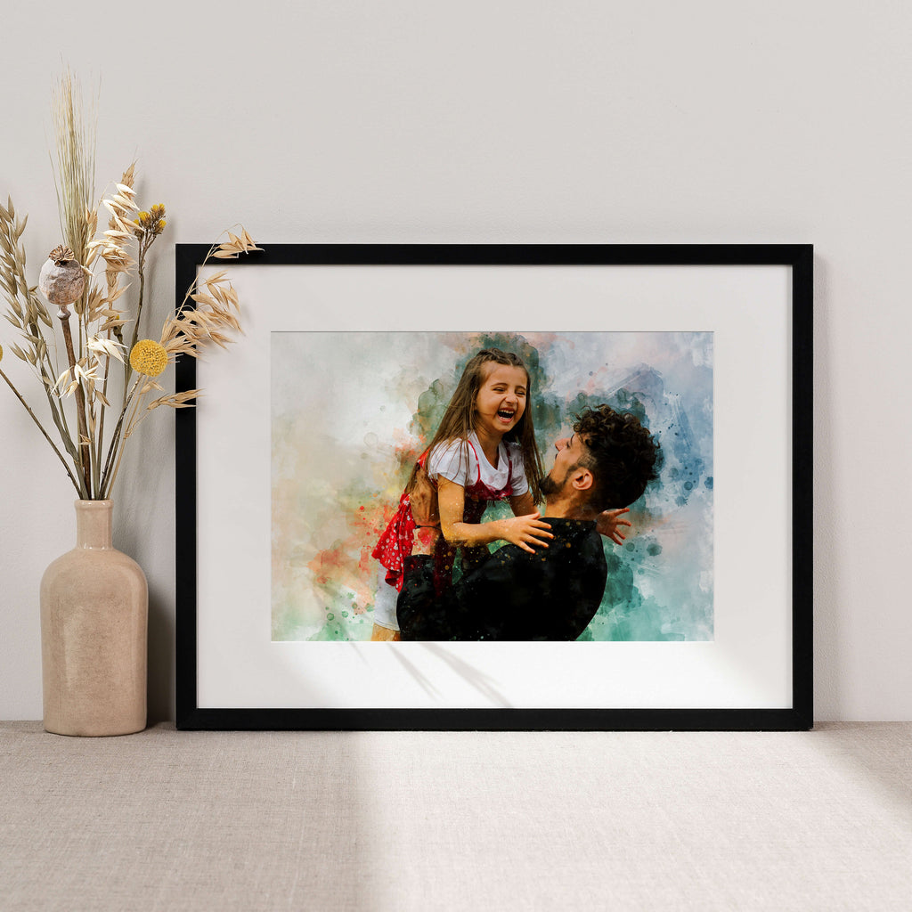 Fathers Day Personalised Watercolour Portrait