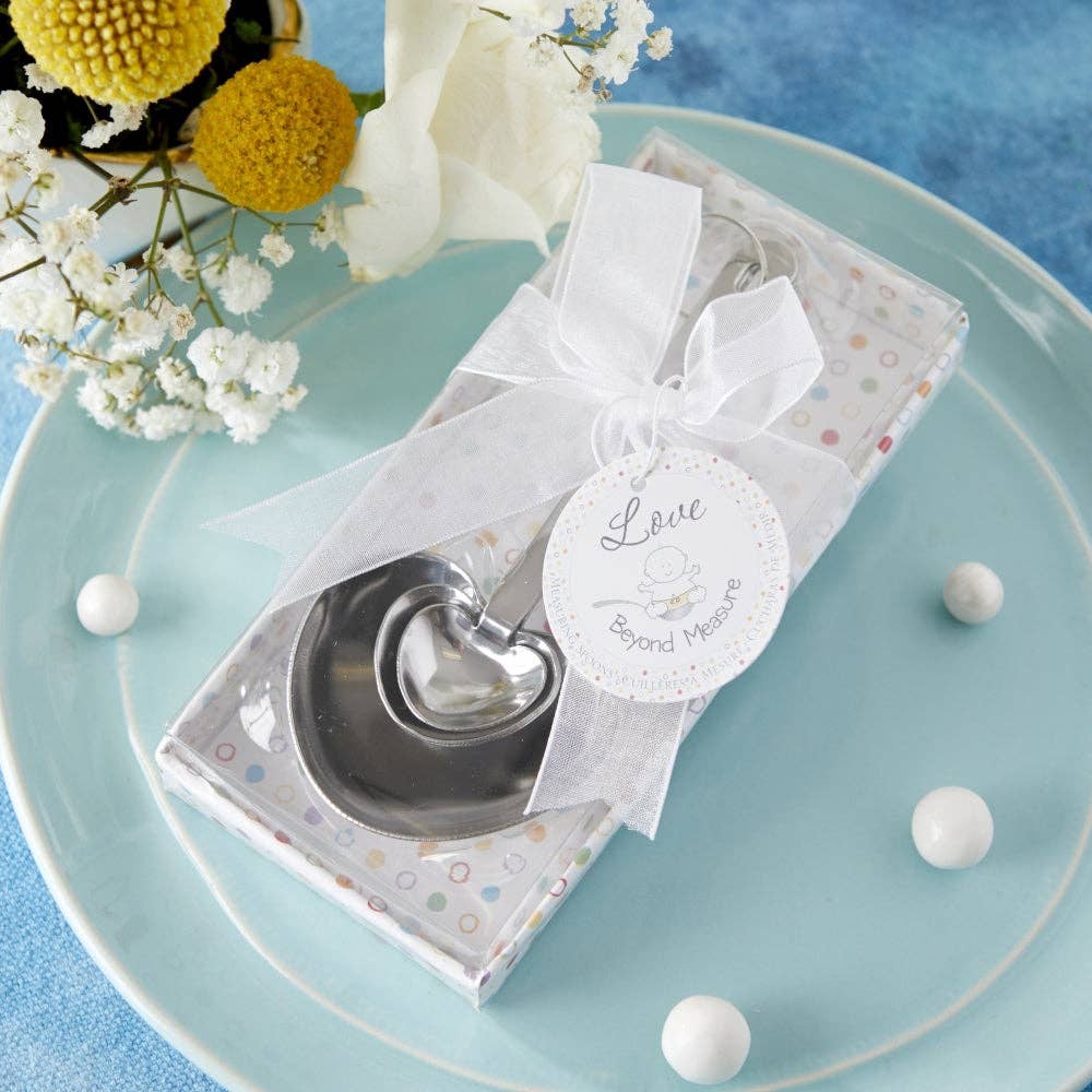 Love Beyond Measure Heart Shaped Measuring Spoons Baby Shower Set of 4