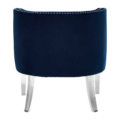 Clarence Navy Blue Velvet Chair with Acrylic Legs