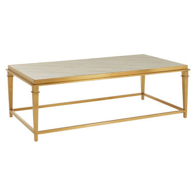 Alvaro White Marble Coffee Table with Gold Finish Frame