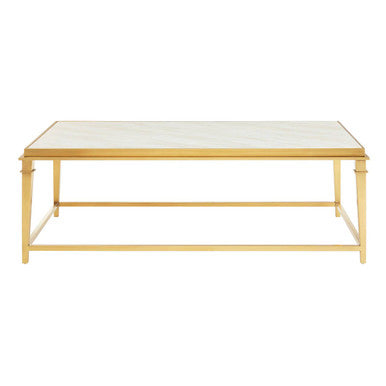 Alvaro White Marble Coffee Table with Gold Finish Frame