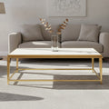 Alvaro White Marble Coffee Table with Gold Finish Frame