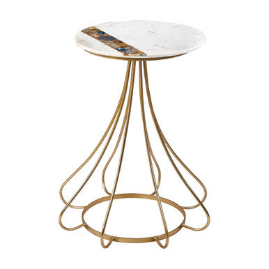 Vizzini White Marble and Agate Side Table