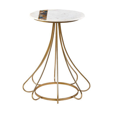 Vizzini White Marble and Agate Side Table