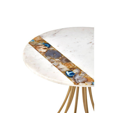 Vizzini White Marble and Agate Side Table