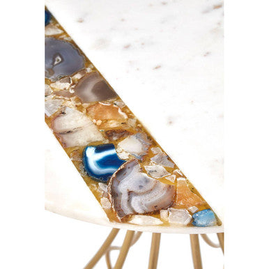 Vizzini White Marble and Agate Side Table