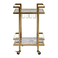 Vita Black Agate 2 Tier Drinks Trolley with Gold Finish Frame
