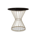 Anzio Black Marble Round Dining Table with Silver Hourglass Base