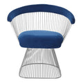 Anzio Navy Blue Velvet Chair with Brushed Silver Finish Frame